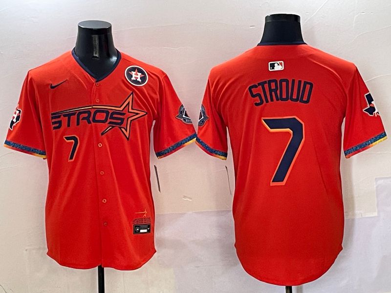Men Houston Astros #7 Stroud Orange Five generation Joint Name Nike 2025 MLB Jersey style 5->houston astros->MLB Jersey